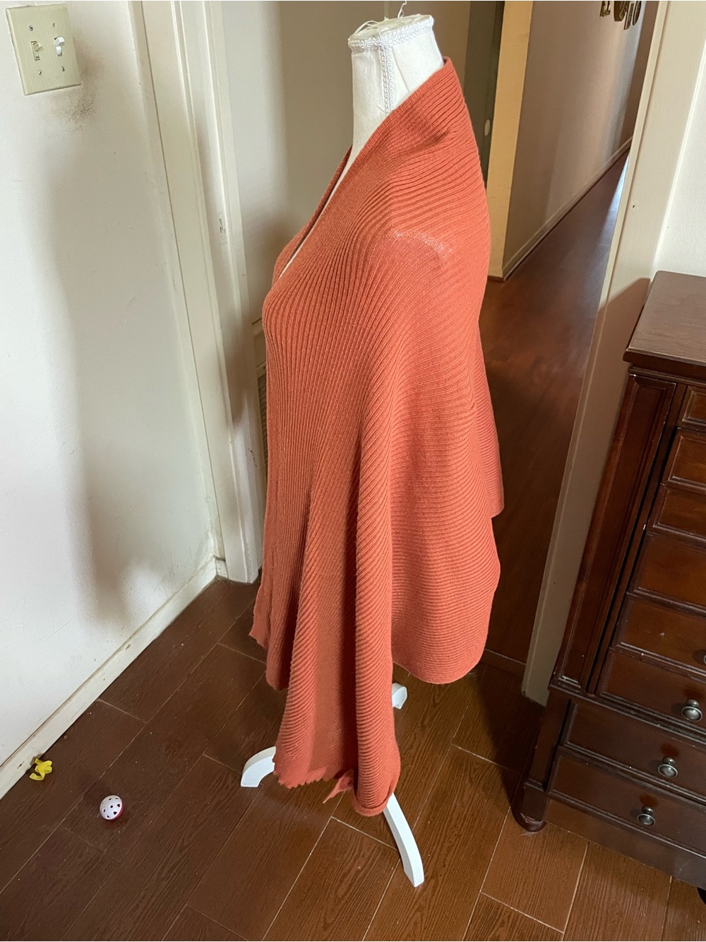 A New Day burnt orange ribbed knit shawl scarf lightweight 30x 86 inches approx - Picture 8 of 15